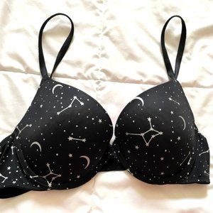 Beautiful VS/PINK super push-up bra, black night sky, 36B